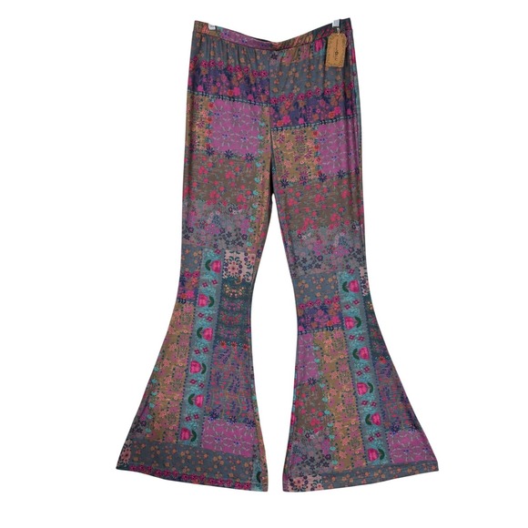 NATURAL LIFE Pants - NWT Natural Life Floral Patchwork Flare Bell Bottom Pants XL Purple Pink Boho